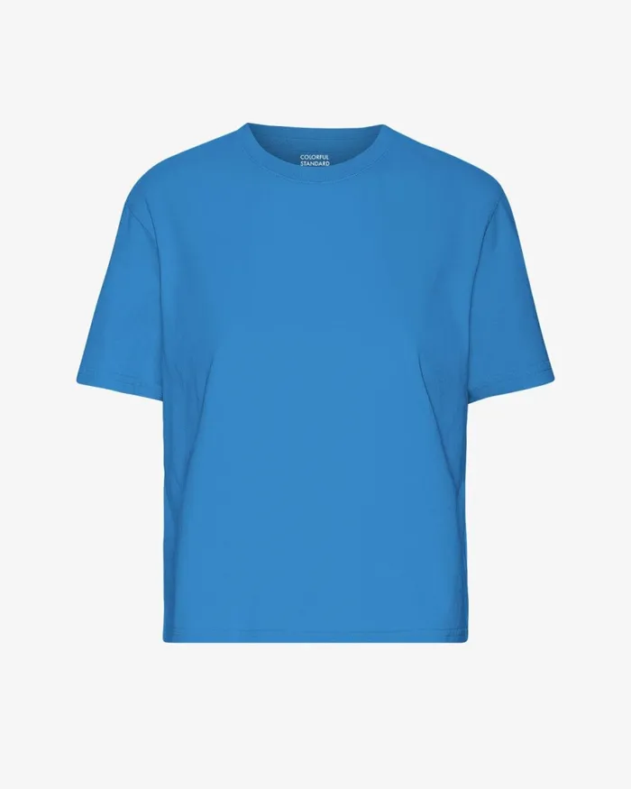 Women TShirts Colorful Standard Organic Boxy Crop Tee Pacific Blue