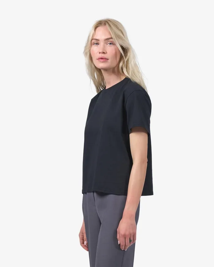 Women TShirts Colorful Standard Organic Boxy Crop Tee Pacific Blue