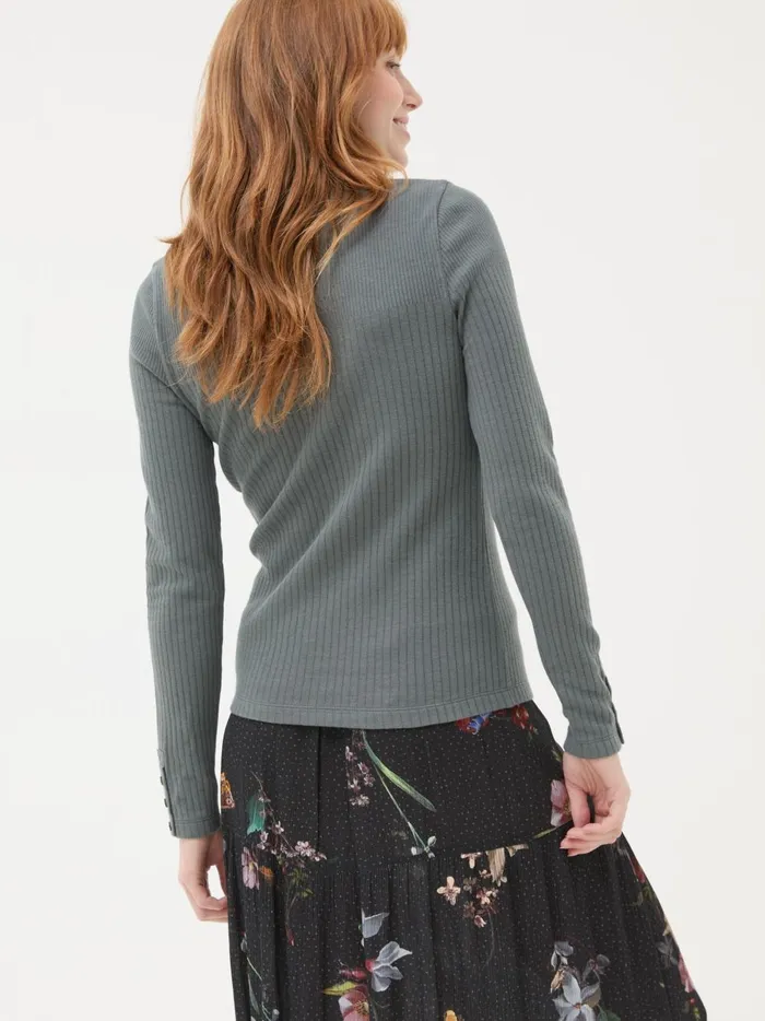 Women Tops and TShirts Fat Face Callie Grey High Neck Rib Top