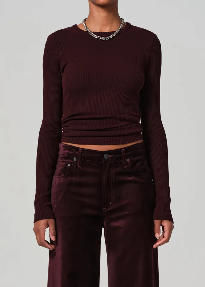 Women Tops Citizens Of Humanity Bina Crewneck In Burgundy