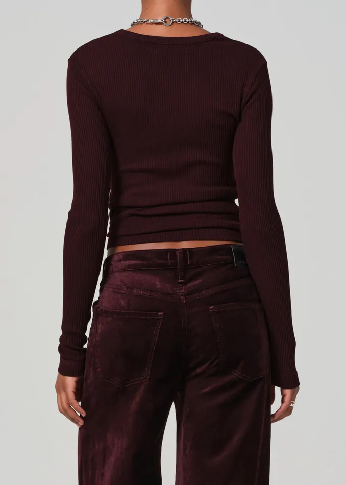 Women Tops Citizens Of Humanity Bina Crewneck In Burgundy