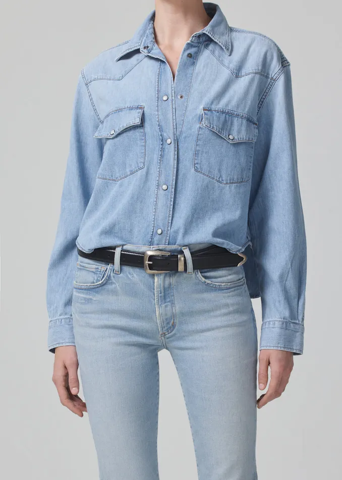 Women Tops Citizens Of Humanity Cropped Western Shirt In Pharos