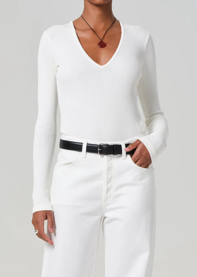 Women Tops Citizens Of Humanity Helsa Deep V Bodysuit In Pashmina
