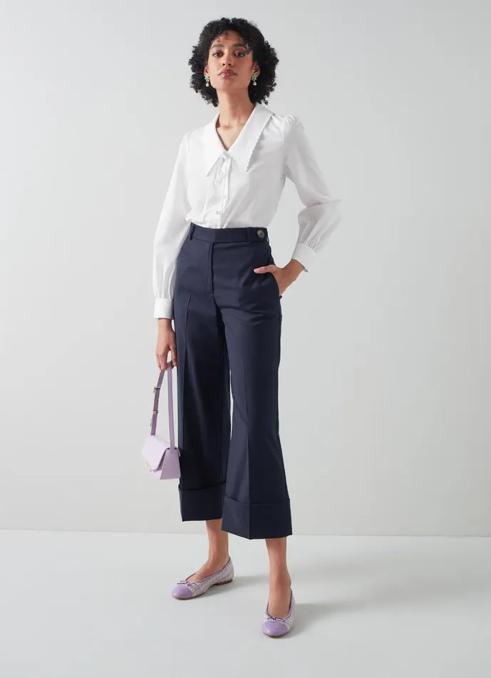 Women Tops LKBennett Beecham White Cotton Collar Blouse White