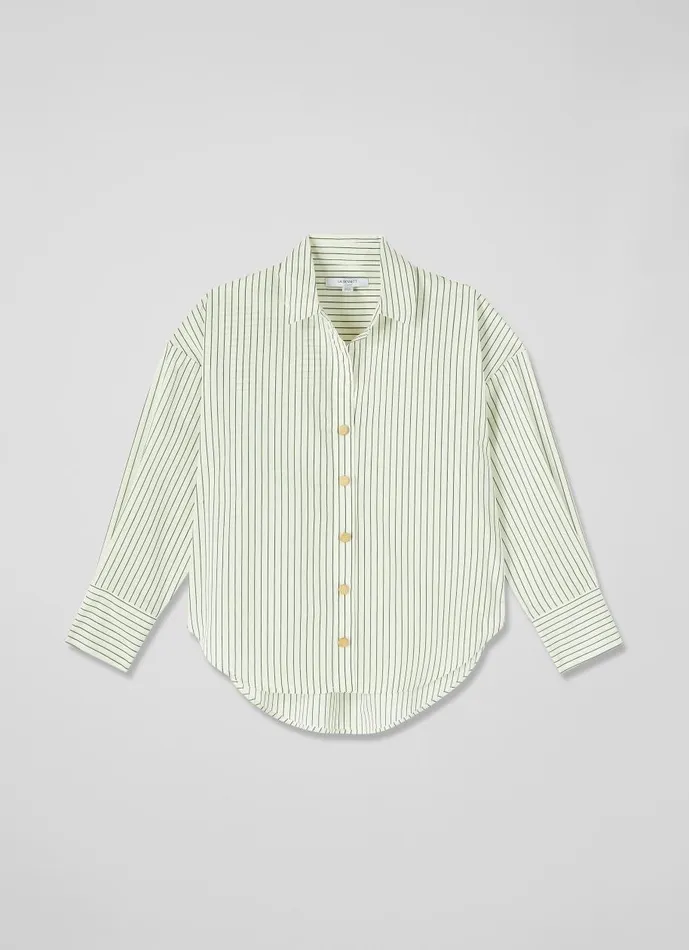 Women Tops LKBennett Bextor Cream And Green Stripe Italian ViscoseCotton Shirt Green Cream Women Tops LKBennett Bextor Cream And Green Stripe Italian ViscoseCotton Shirt Green Cream