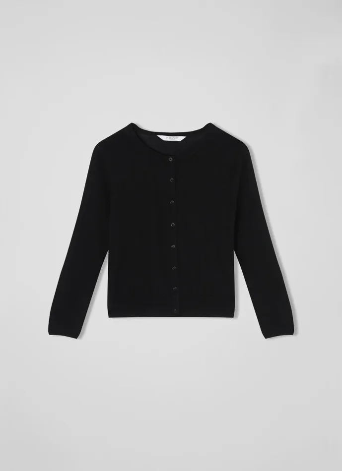 Women Tops LKBennett Bonnie Black Crew Neck Cardigan Black Women Tops LKBennett Bonnie Black Crew Neck Cardigan Black
