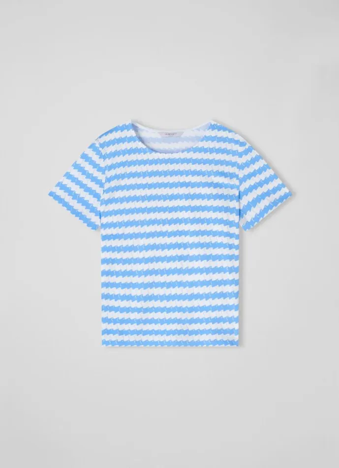 Women Tops LKBennett Calder Blue And White Wavy Stripe Organic Cotton TShirt White Provence Women Tops LKBennett Calder Blue And White Wavy Stripe Organic Cotton TShirt White Provence