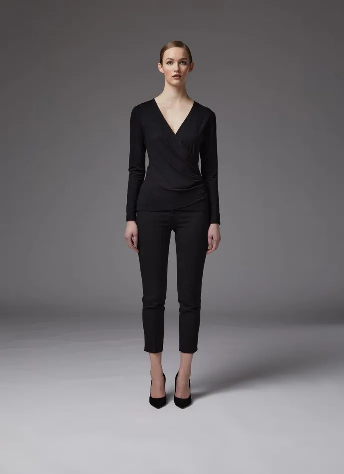 Women Tops LKBennett Eames Black Jersey Wrapover Top Black