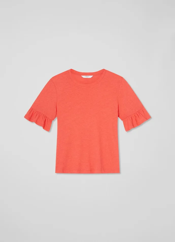Women Tops LKBennett Gene Poinsettia Frill TShirt Strawberry Women Tops LKBennett Gene Poinsettia Frill TShirt Strawberry
