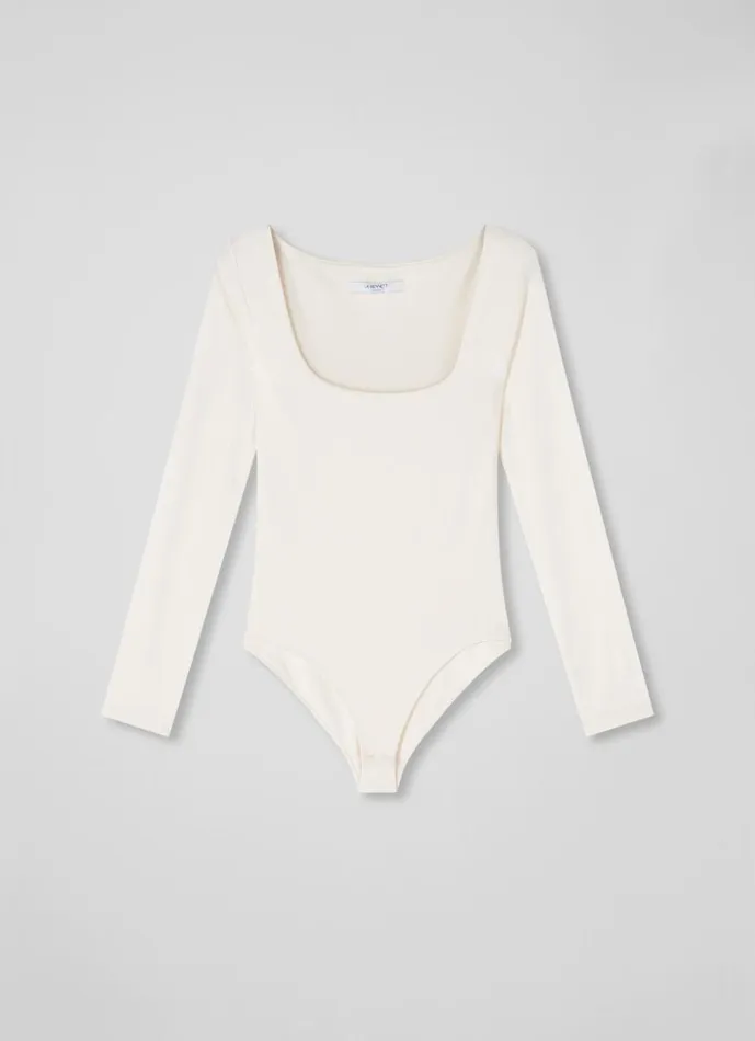 Women Tops LKBennett Miriam Ivory Square Neck Top With LENZING ECOVERO Viscose Ivory