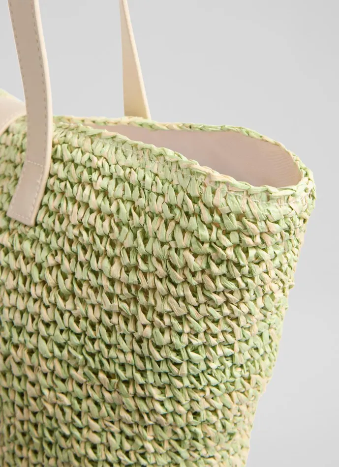 Women Tote Bags LKBennett Tara Green Marl Raffia Shoulder Bag Women Tote Bags LKBennett Tara Green Marl Raffia Shoulder Bag