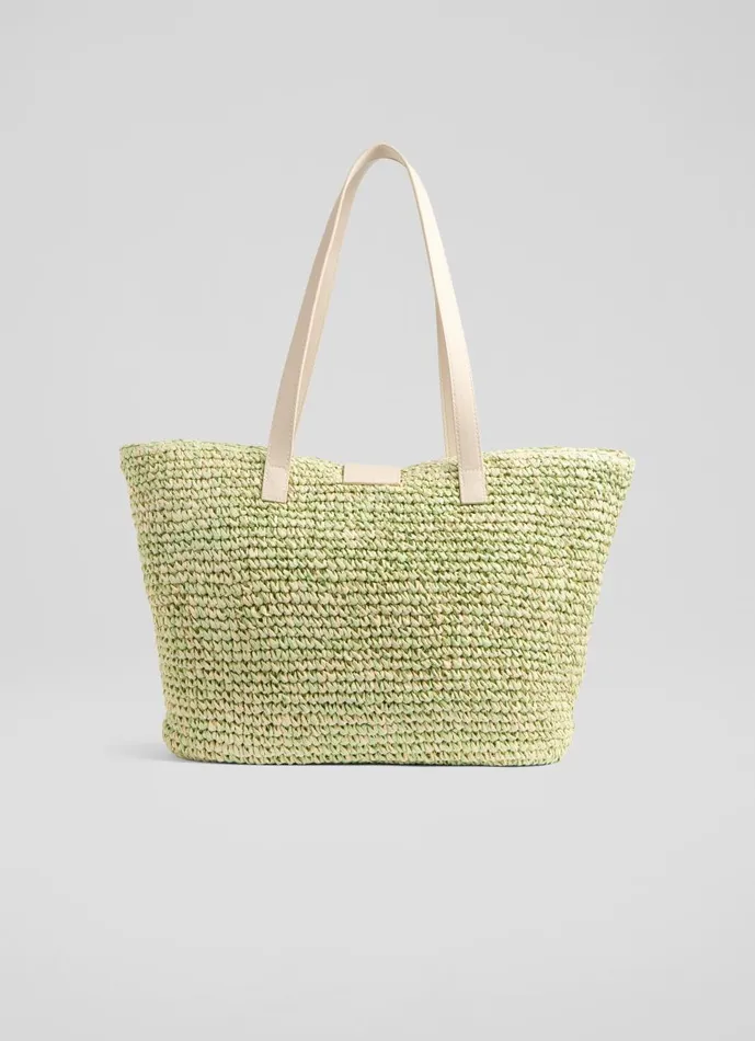 Women Tote Bags LKBennett Tara Green Marl Raffia Shoulder Bag Women Tote Bags LKBennett Tara Green Marl Raffia Shoulder Bag