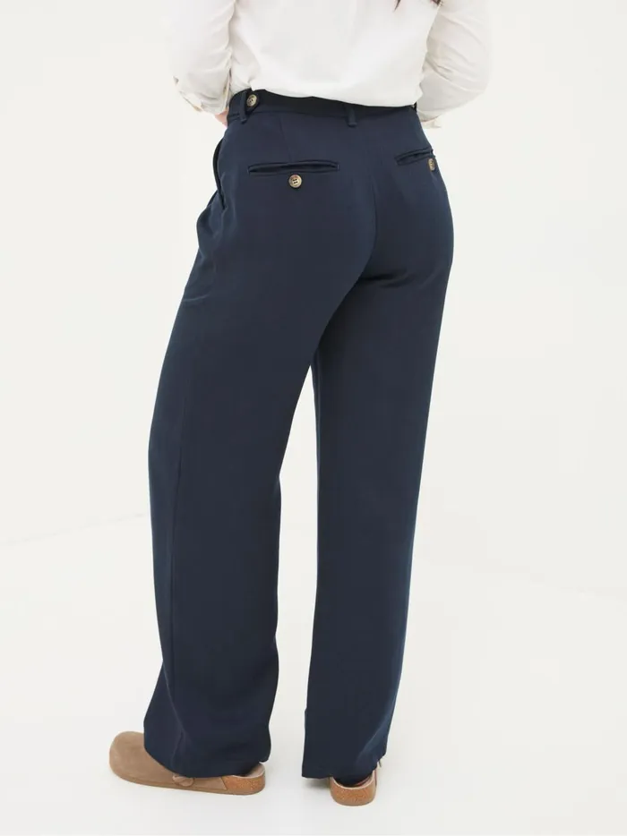 Women Trousers and Leggings Fat Face Navy Ginger Wide Leg Drape Trousers