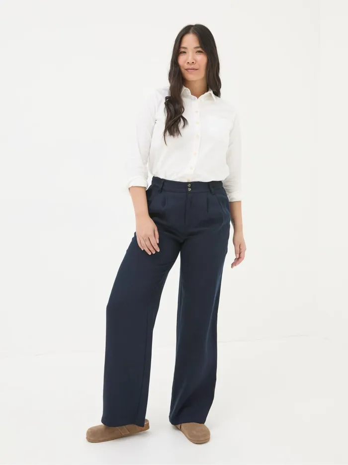 Women Trousers and Leggings Fat Face Navy Ginger Wide Leg Drape Trousers