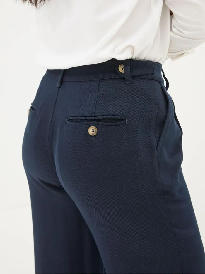 Women Trousers and Leggings Fat Face Navy Ginger Wide Leg Drape Trousers