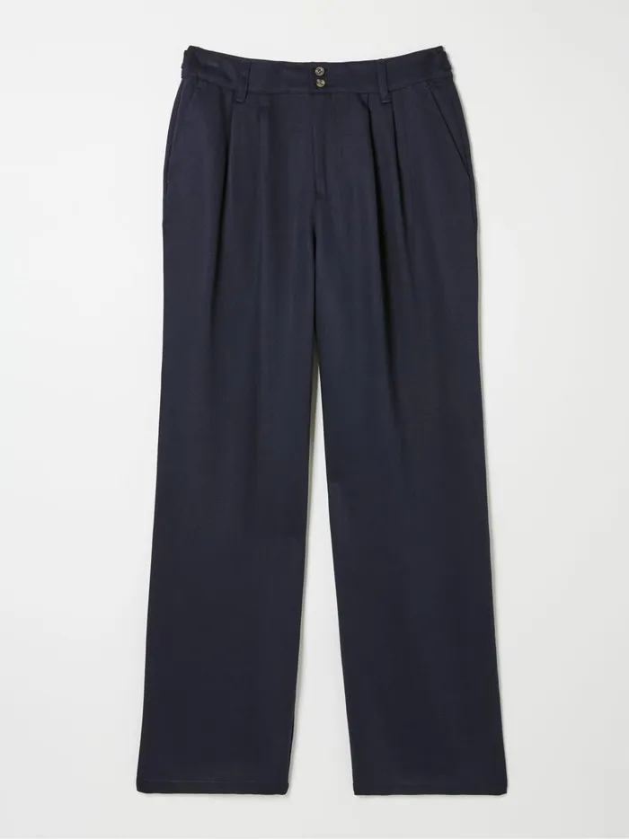Women Trousers and Leggings Fat Face Navy Ginger Wide Leg Drape Trousers