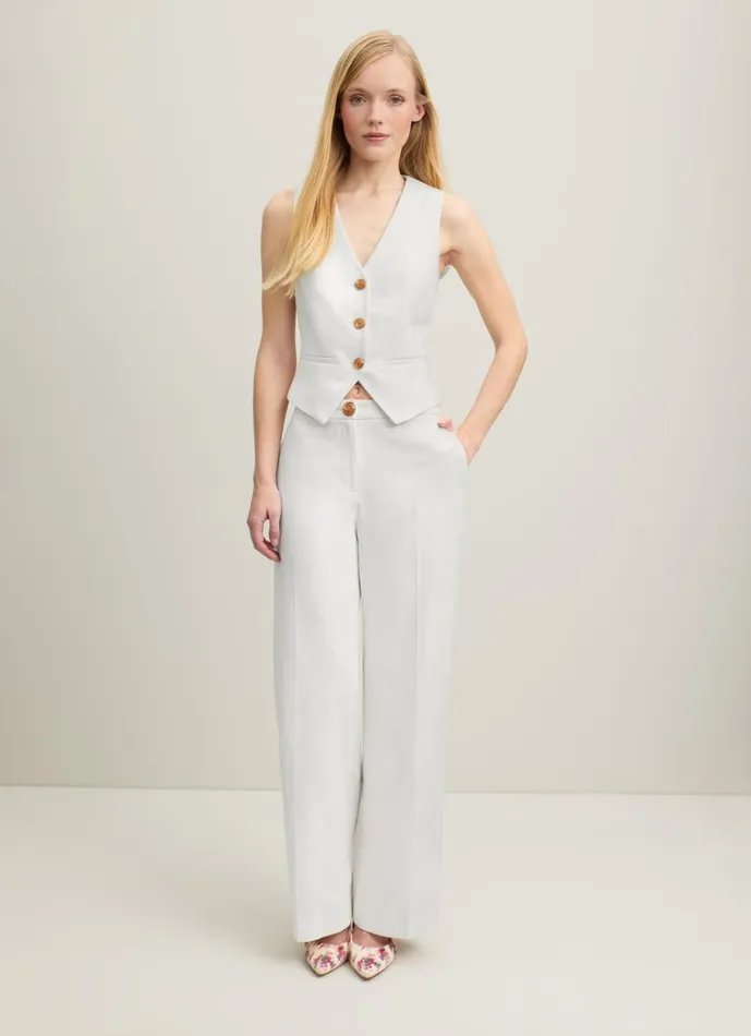 Women Trousers LKBennett Ami Cream Italian Cotton WideLeg Trousers Ecru Women Trousers LKBennett Ami Cream Italian Cotton WideLeg Trousers Ecru