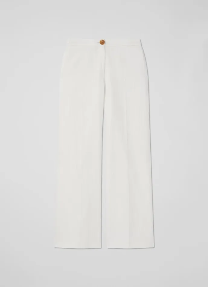 Women Trousers LKBennett Ami Cream Italian Cotton WideLeg Trousers Ecru Women Trousers LKBennett Ami Cream Italian Cotton WideLeg Trousers Ecru