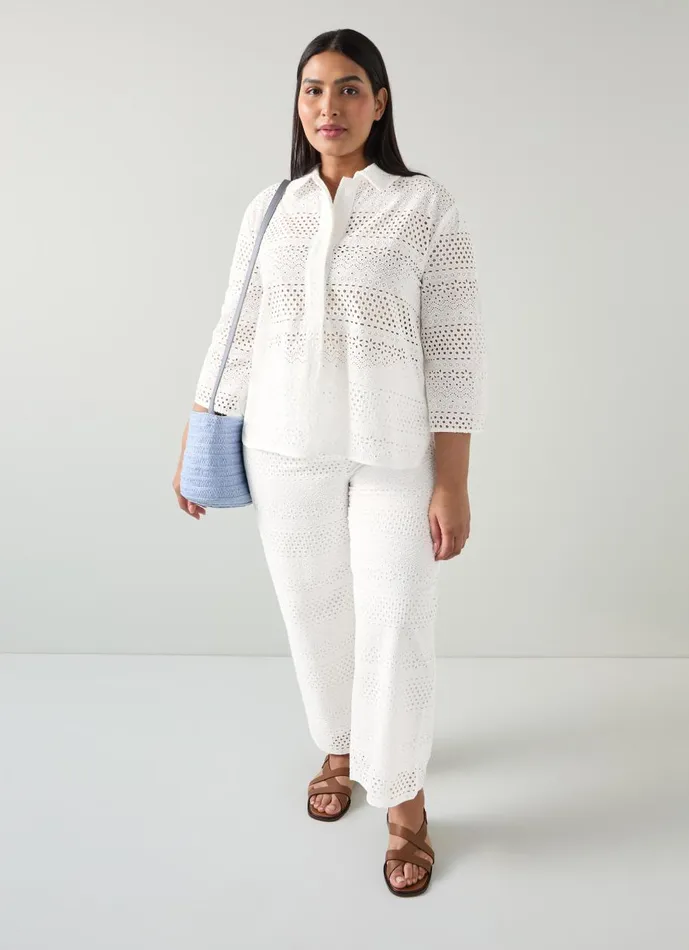 Women Trousers LKBennett Edie White Broderie Anglaise Trousers White