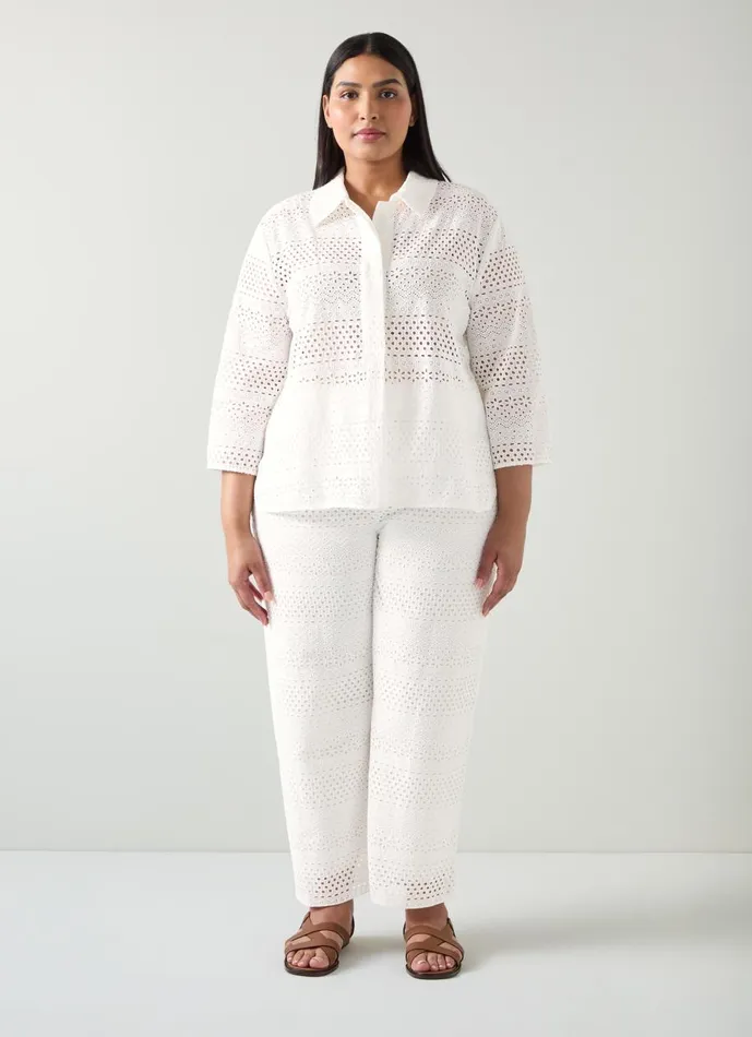 Women Trousers LKBennett Edie White Broderie Anglaise Trousers White Women Trousers LKBennett Edie White Broderie Anglaise Trousers White