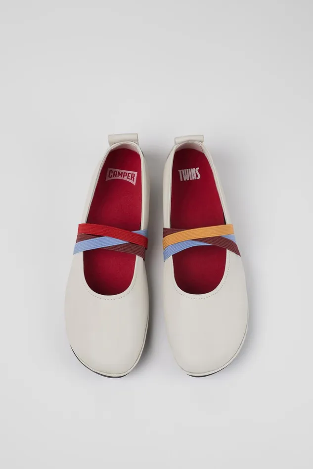 Women Twins White Leather MoccasinsBallerinas Camper Ballerinas Women Twins White Leather MoccasinsBallerinas Camper Ballerinas