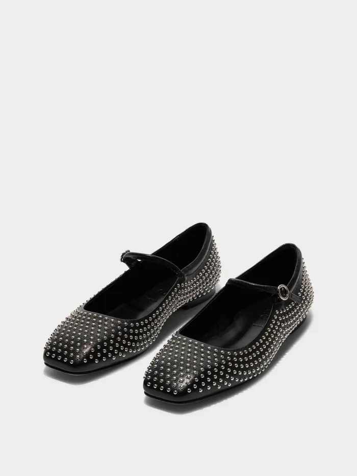 Women Uma Mini Stud Leather MaryJane Flats Aeyde Flats