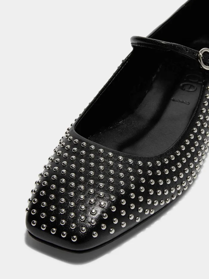 Women Uma Mini Stud Leather MaryJane Flats Aeyde Flats