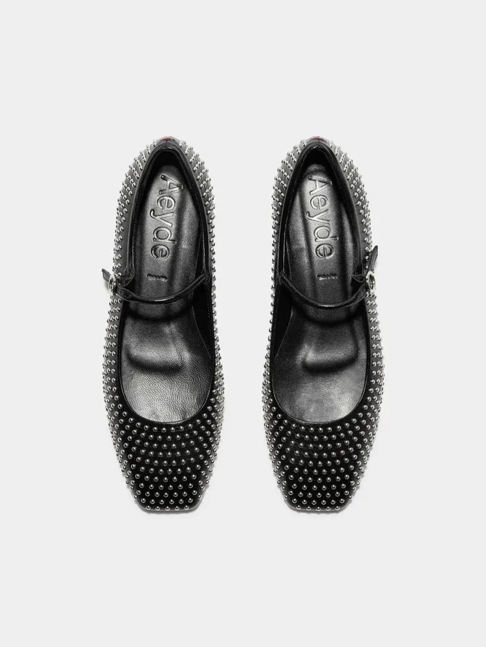 Women Uma Mini Stud Leather MaryJane Flats Aeyde Flats