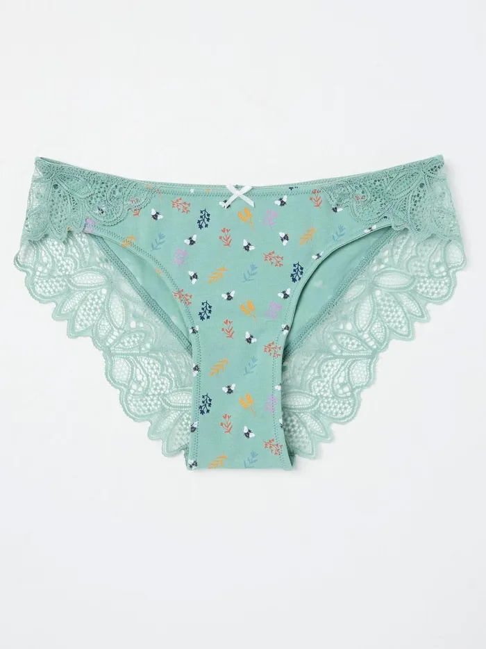 Women Underwear Fat Face Autumn Green Bee Cheeky Knickers