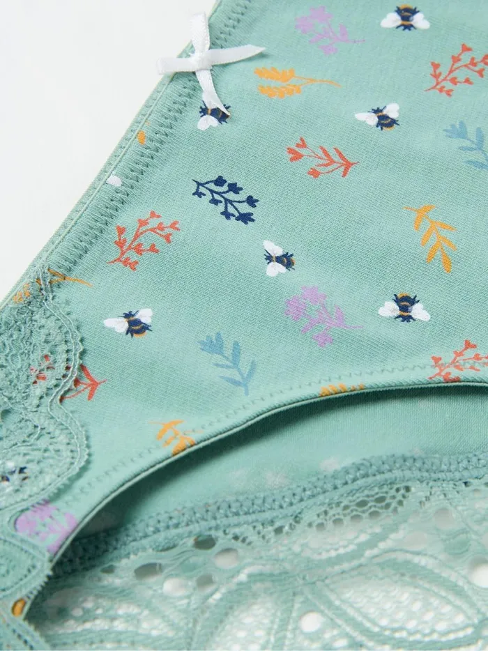 Women Underwear Fat Face Autumn Green Bee Cheeky Knickers