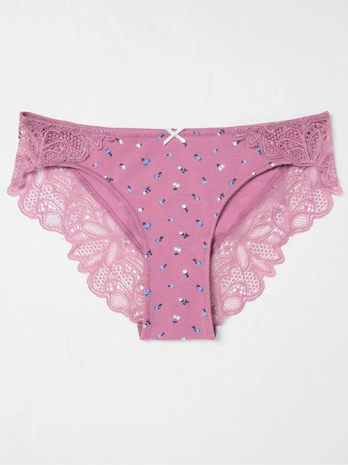 Women Underwear Fat Face Elsie Berry Pink Floral Cheeky Knickers