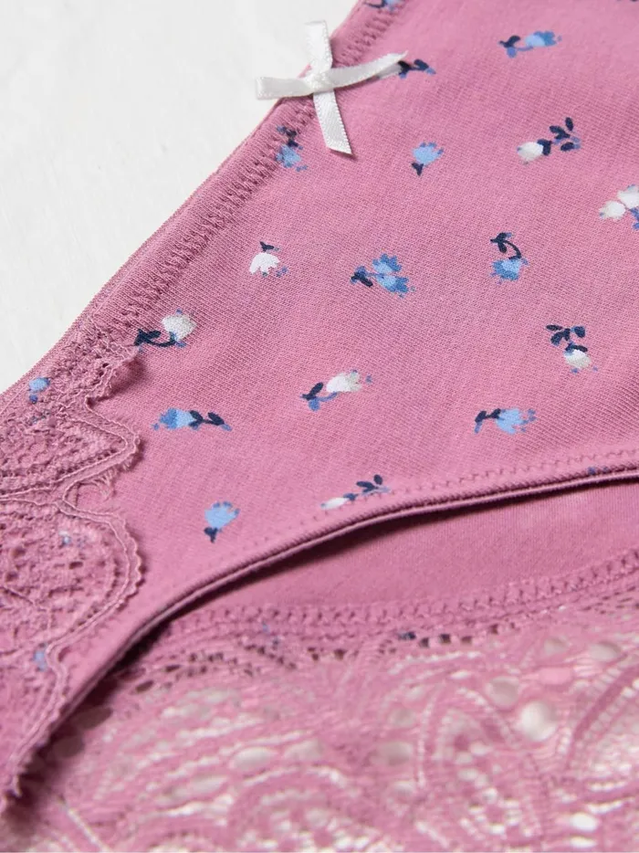 Women Underwear Fat Face Elsie Berry Pink Floral Cheeky Knickers