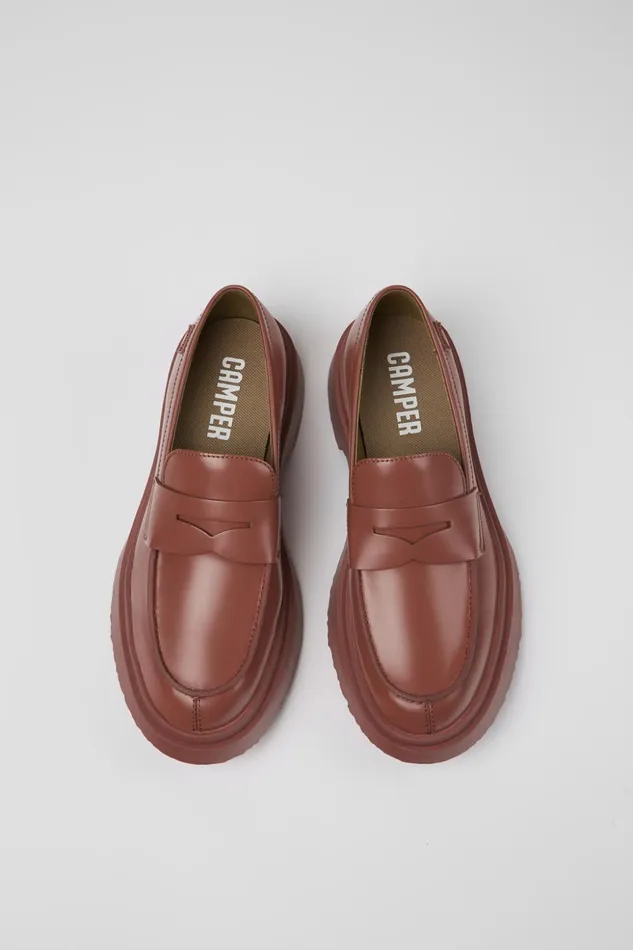 Women Walden Red Leather Loafer Camper Formal Shoes Women Walden Red Leather Loafer Camper Formal Shoes