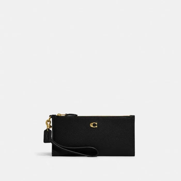 Women Wristlets Coach Double Zip Wallet Brassblack