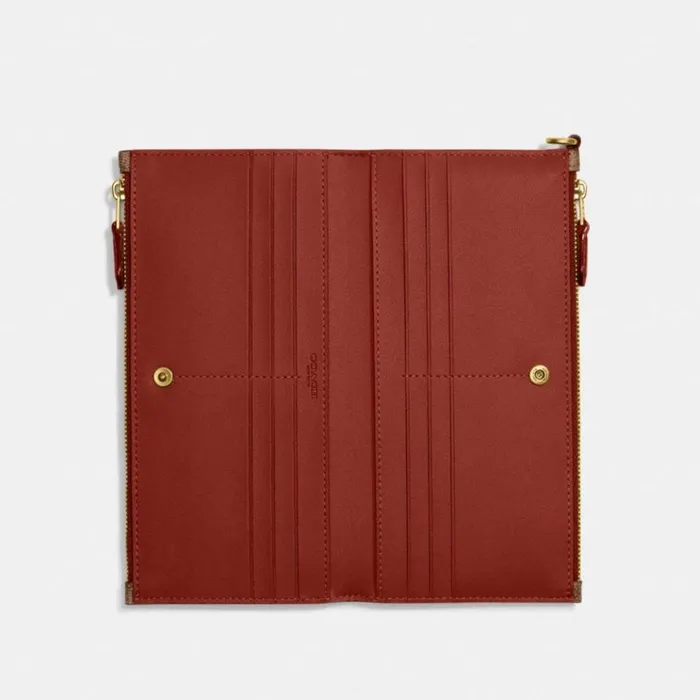 Women Wristlets Coach Double Zip Wallet In Signature Canvas Brasstanrust Women Wristlets Coach Double Zip Wallet In Signature Canvas Brasstanrust