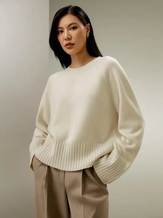 WoolBlend Crew Neck Sweater Women Lilysilk Knitwear