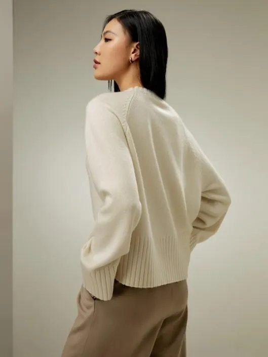 WoolBlend Crew Neck Sweater Women Lilysilk Knitwear