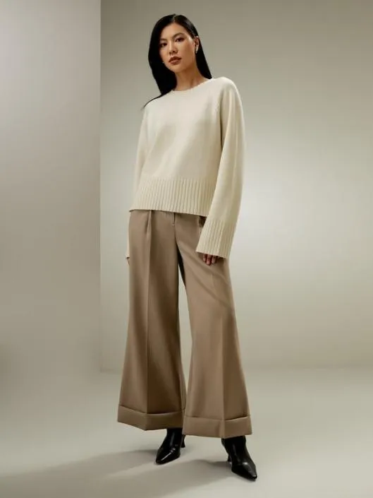 WoolBlend Crew Neck Sweater Women Lilysilk Knitwear