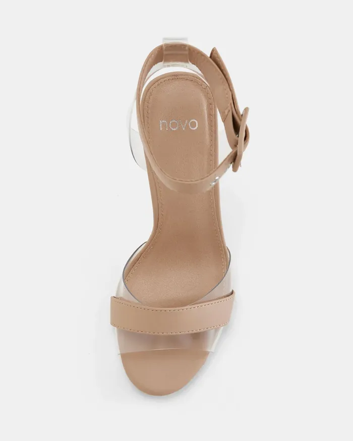 YESHA Sand Open Toe Heels Women Party NOVO Shoes