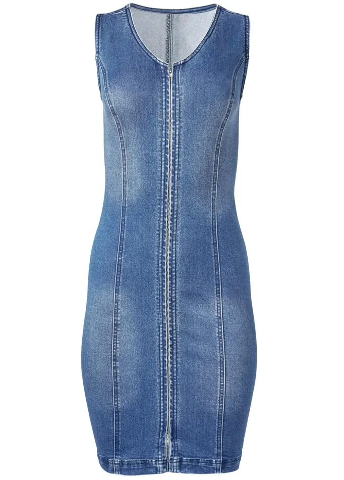 ZIP DETAIL DENIM DRESS Medium Wash Women VENUS Sundresses