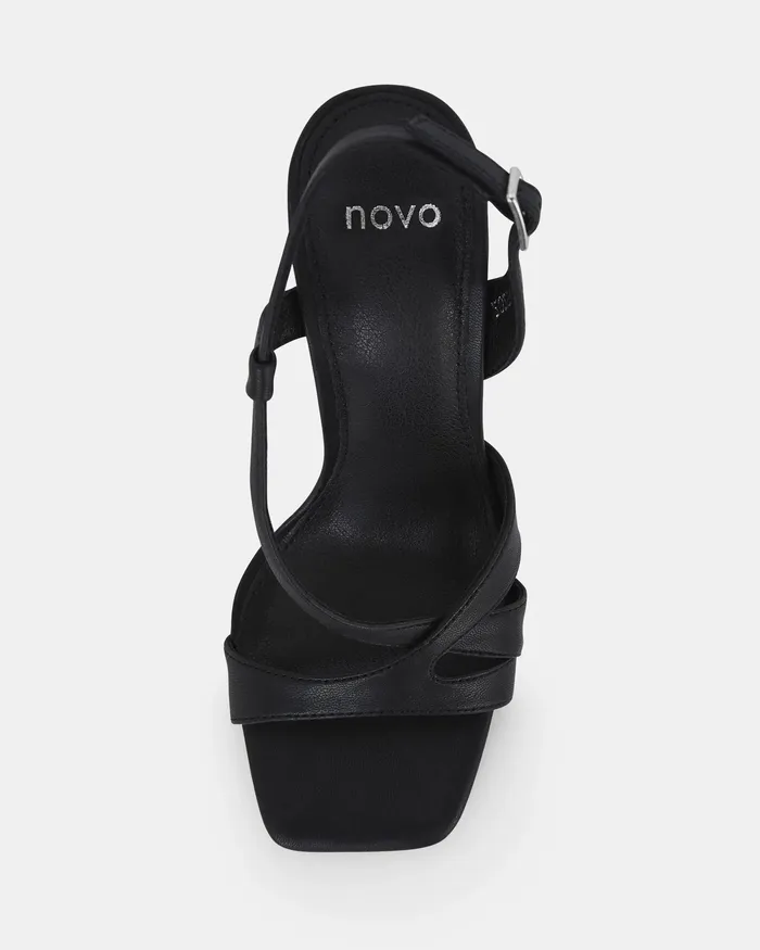 ZOZEY BLACK Open Toe Heels Women Party NOVO Shoes